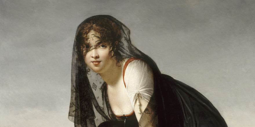 Portrait présumé de Madame Soustras laçant son chausson, 1802