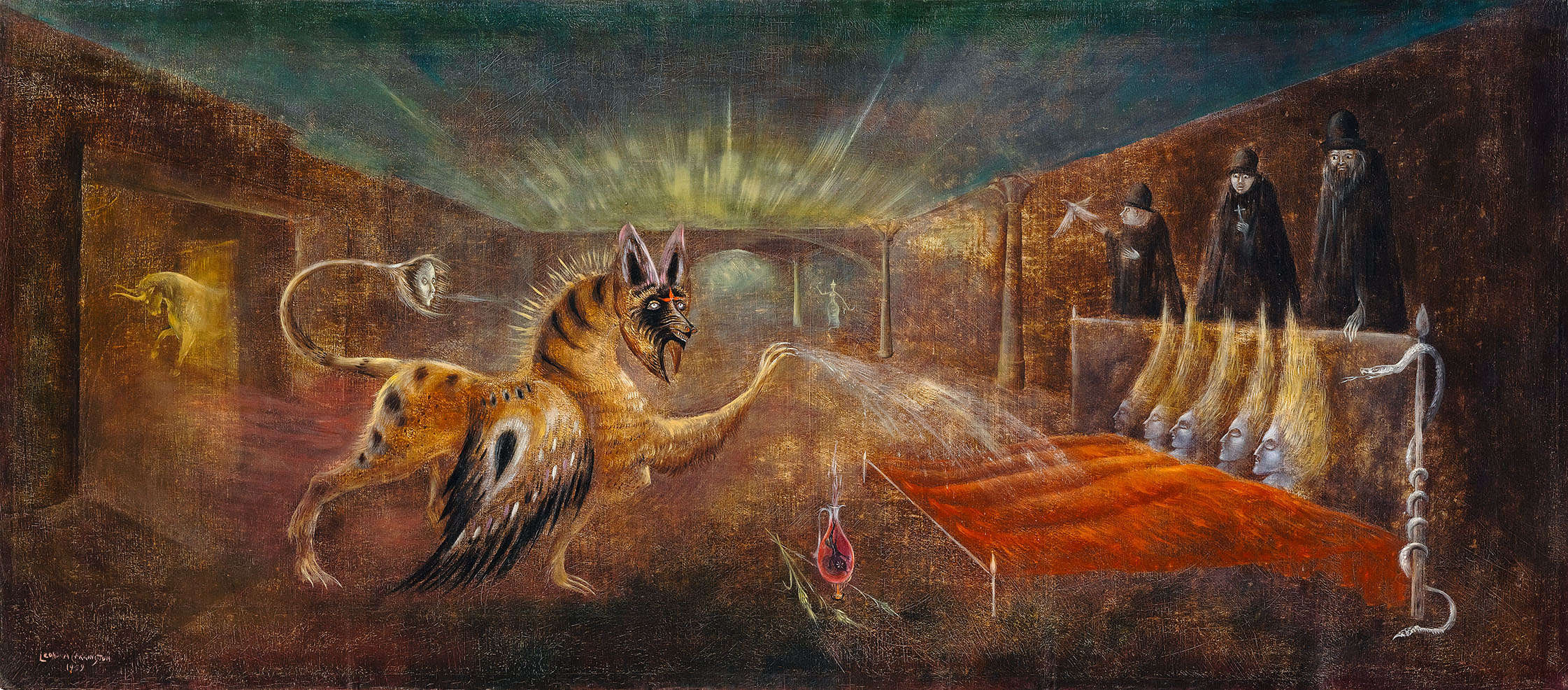 Oeuvre de Leonora Carrington, Oink (They Shall Behold Thine Eyes), représentant une hyène dans un intérieur