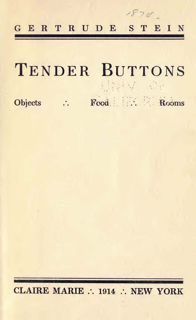 Couverture Tender Buttons