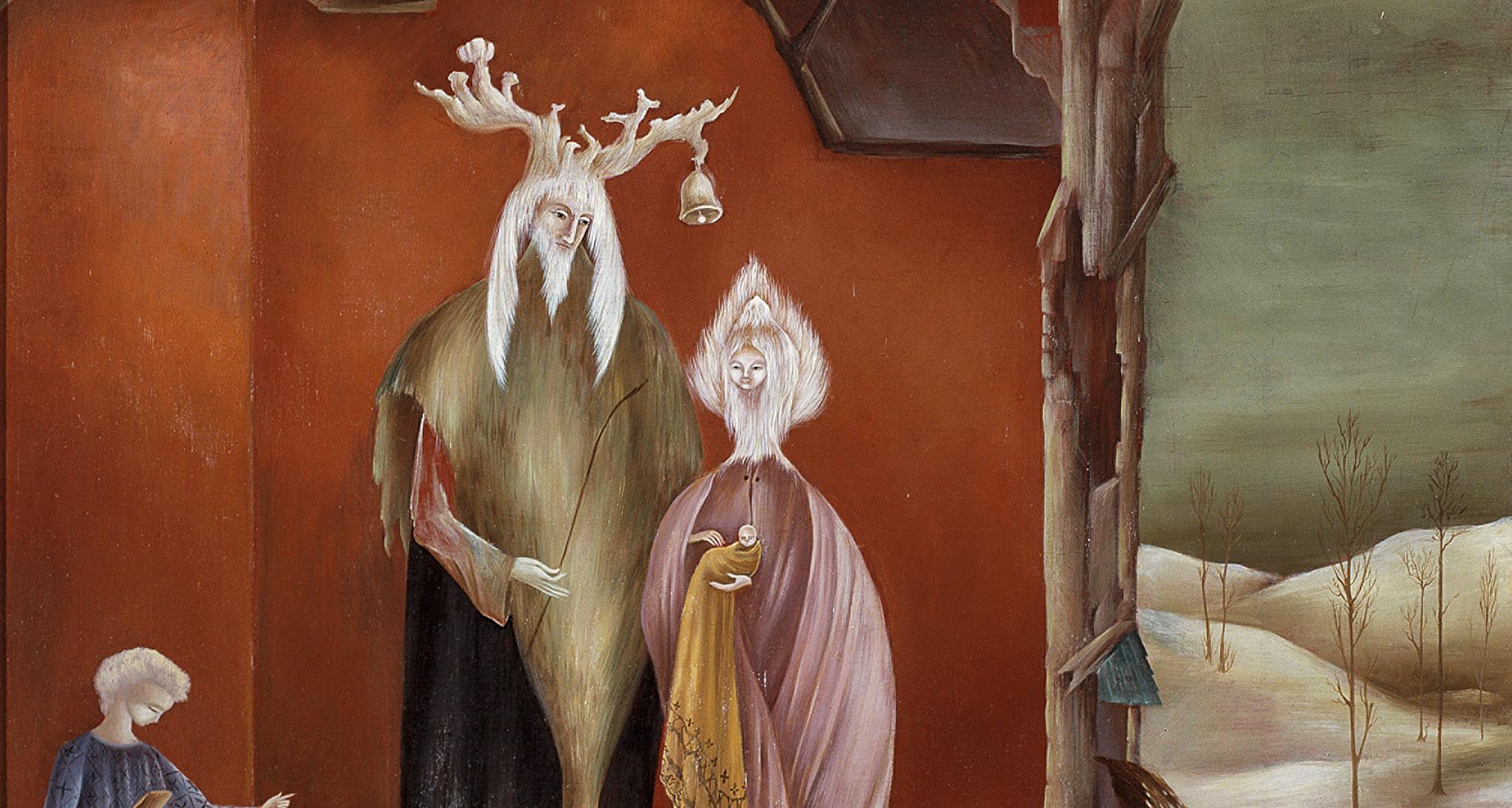 3 personnages fantastiques dans le décor d'une maison