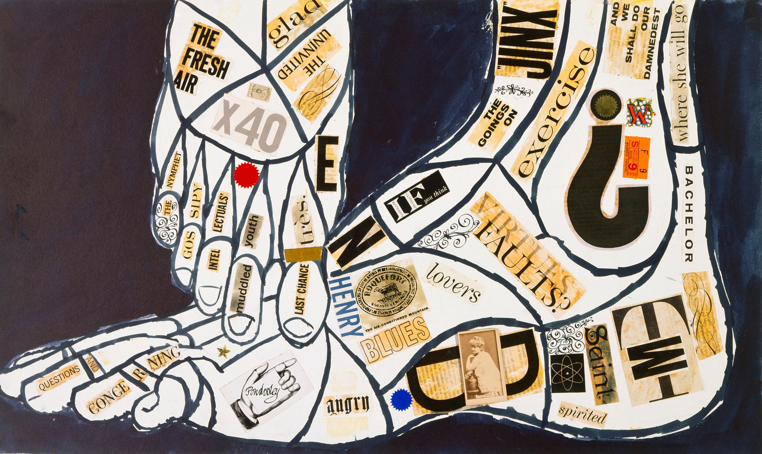 Dessin de pieds avec des éléments typographiques