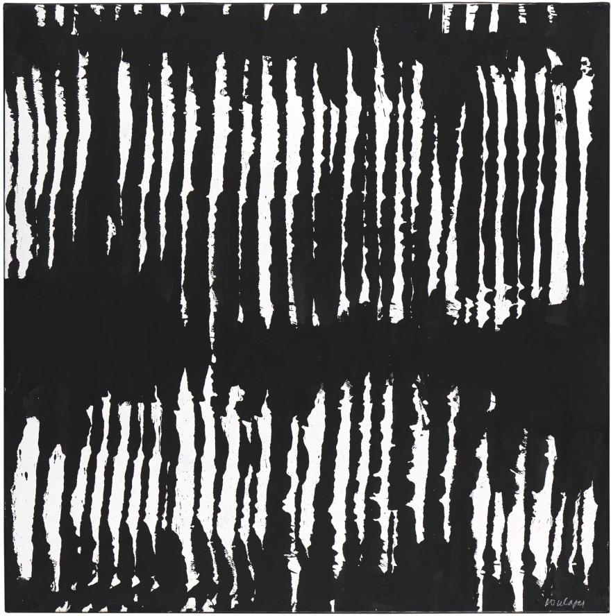 Oeuvre de Pierre Soulages, Encre sur papier marouflé sur toile, en noir et blanc